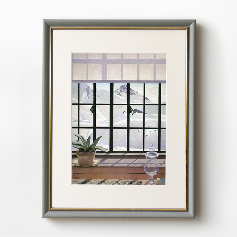 现代简约小众风景装饰画客厅餐厅三联组合挂画窗户绿植创意复古画