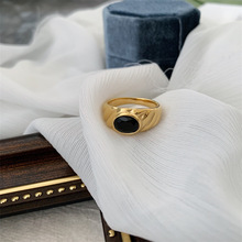 设计师款 时髦博主INS同款钛钢镀18K金戒指 欧美时尚个性食指戒