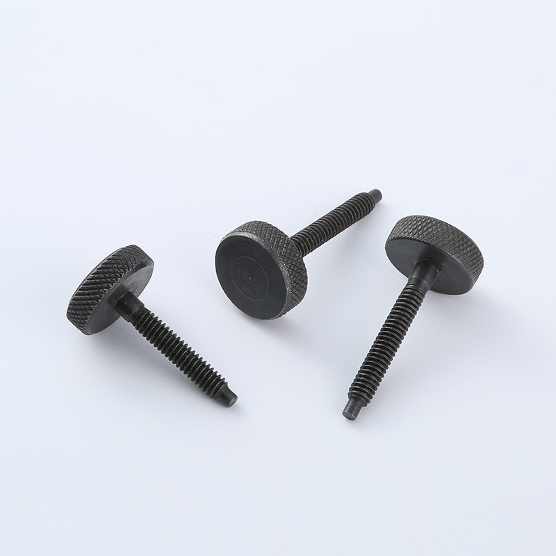 Factory Wholesale Knurled Screws Black Carbon Steel Manually Tightened Screw Hand Twist Knurled Bolt Flat Head Manually Tightened Screw