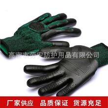 TPE手套抓力王劳保防护手套 厂家批发绿色防滑耐磨浸胶手套