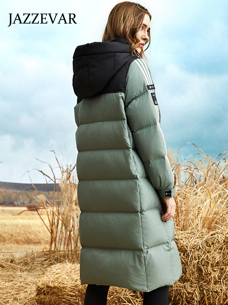 Men's and Women's Outdoor Hooded Cold-Proof down Jacket Women's Jia Zehua 2023 Winter New Overknee Thickened Coat