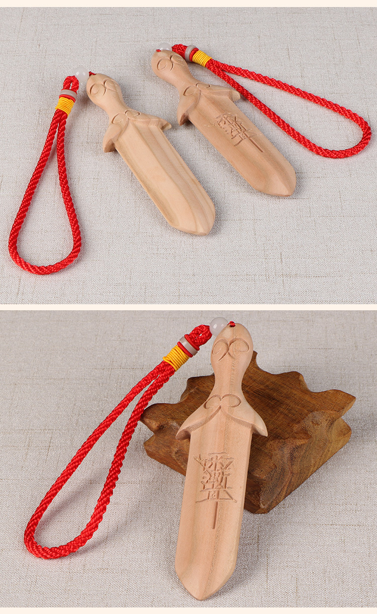 厂家供应原色桃木剑刀斧头汽车挂件 便携式迷你桃木工艺品摆件