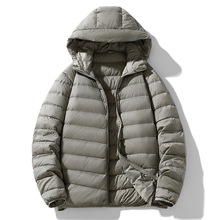冬季新款男韩版轻薄款连帽纯色保暖有型90白鸭绒羽绒服潮情侣外套