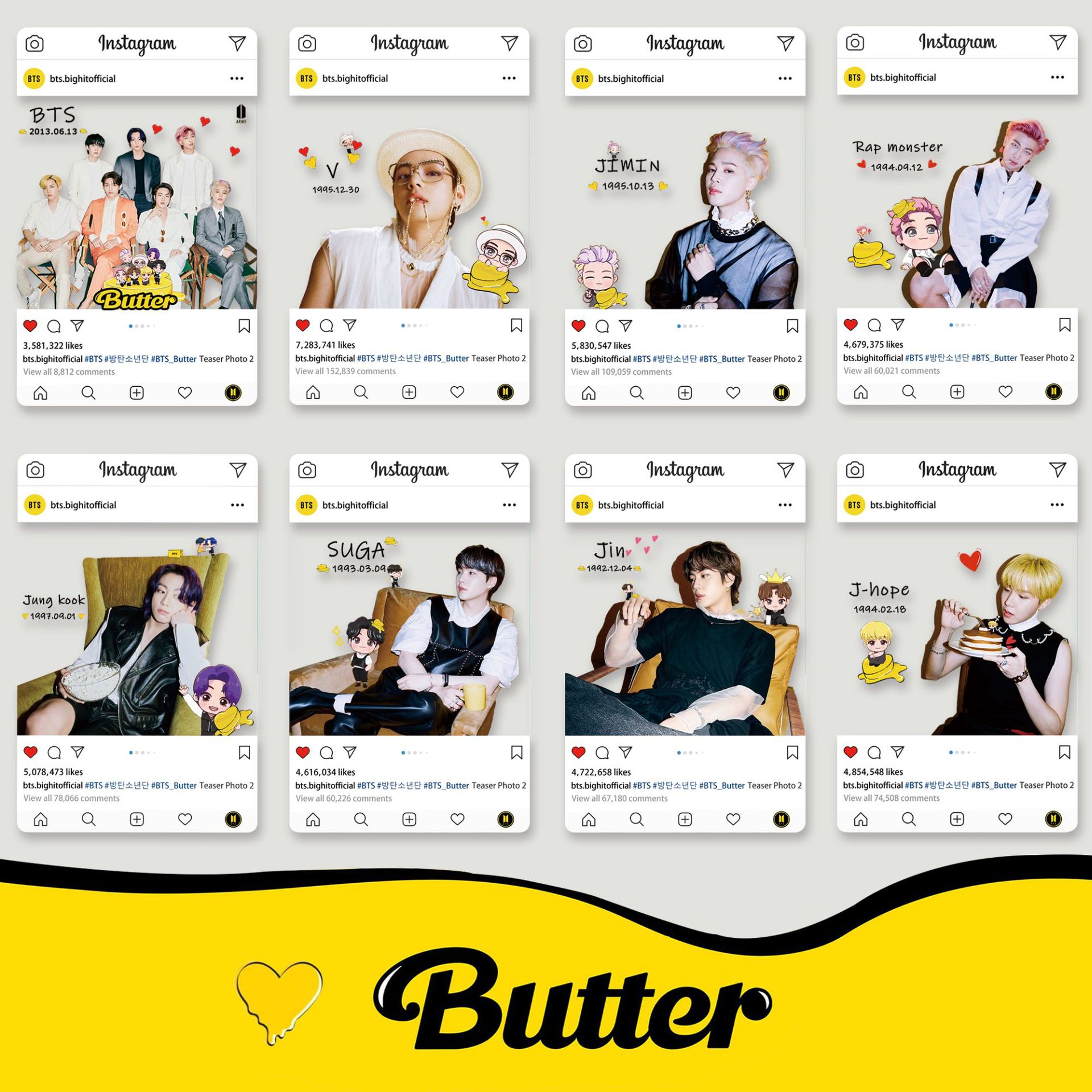 新曲butter防弹少年团周边透卡 明星周边同款ins收藏卡片一套8张