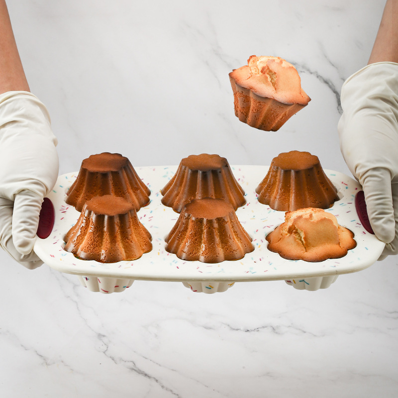 铂金硅胶吐司模具 六孔蛋糕杯蛋挞模烘焙用具兔子模 空气炸锅烤盘