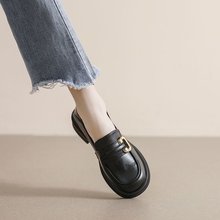 乐福鞋女2023秋季新款软底舒适小皮鞋平底单鞋职业女鞋面试鞋子