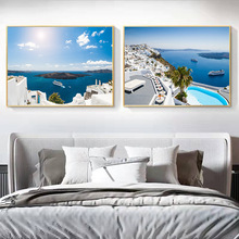 3EW1地中海风景装饰画简约卧室床头挂画餐厅浪漫爱情海房间山水墙