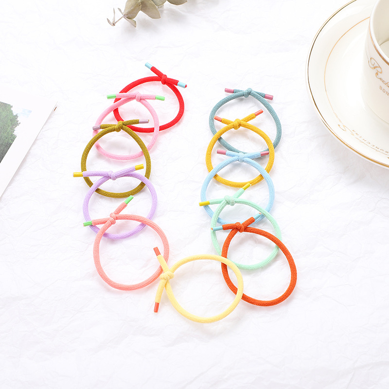 new children‘s thumb ring knotted rubber band korean hair accessories seamless hair rope high elasticity girls hair rope wholesale