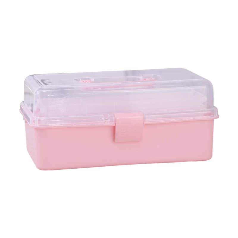 Three-Layer Plastic Storage Box Portable Storage Box Foldable Large Size Hardware Toolbox Nail Beauty Box Art Sundries Medicine