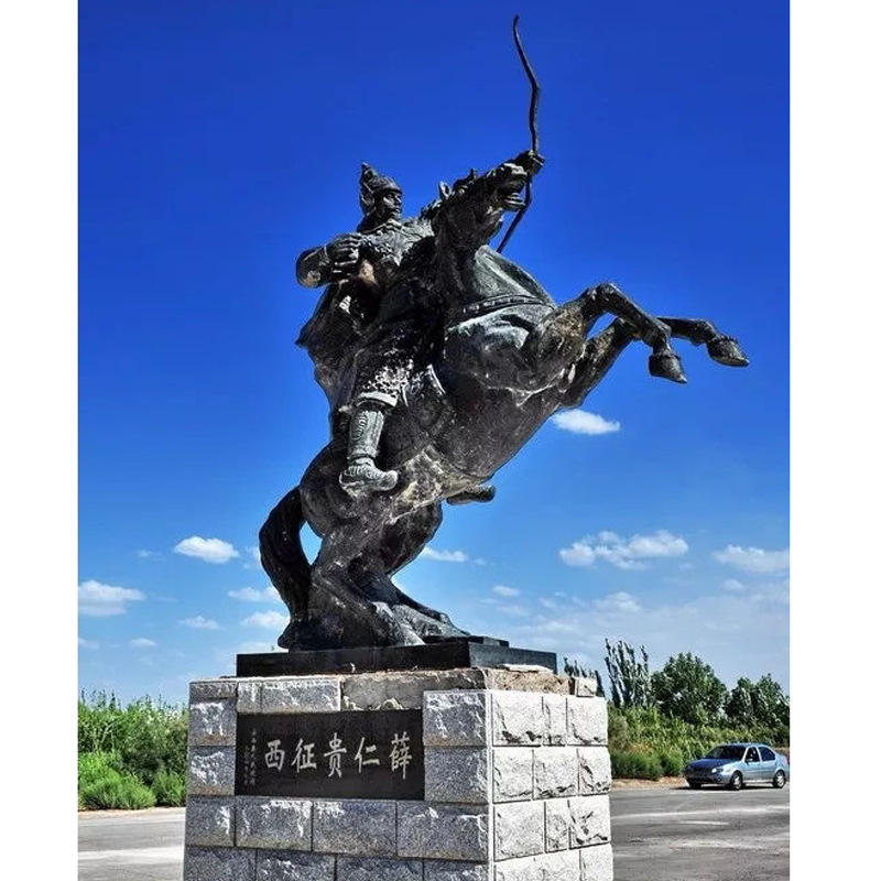 大型户外骑马人像薛仁贵古代大将军雕像定制广场园林景观雕塑摆件