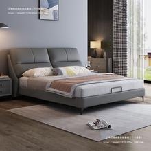 意式轻奢床主卧1.8米双人床现代简约1.5米皮艺床软包储物婚床