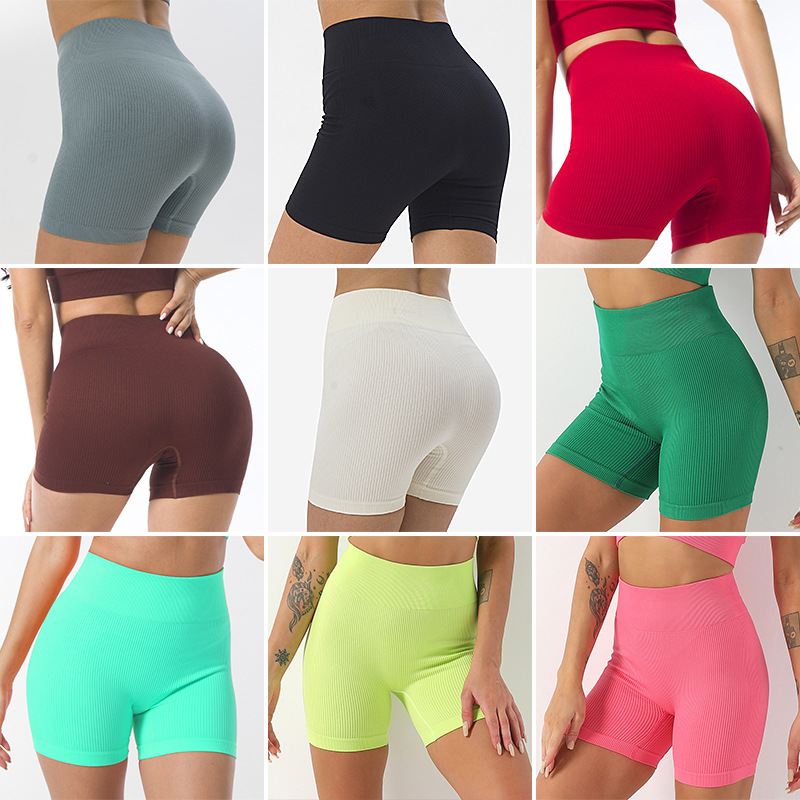 European and American Wear Seamless Sports Shorts Hip Raise High Waist Yoga Pants Women's Quick-Drying Tight Three-Point Peach Hip Fitness Pants