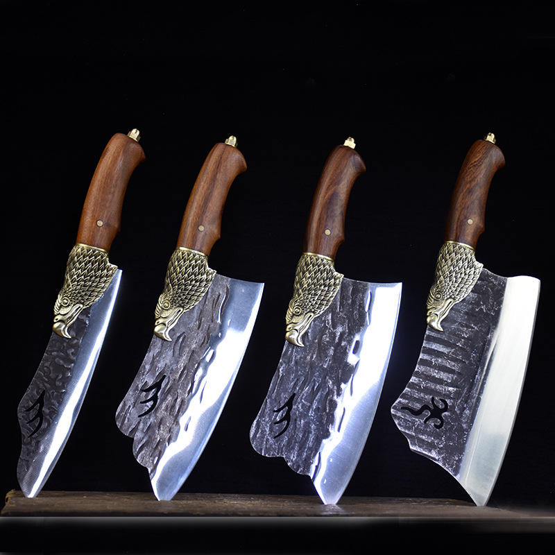 龙泉手工菜刀家用斩骨手工锻打切菜刀砍骨切肉刀两用锋利套装刀具