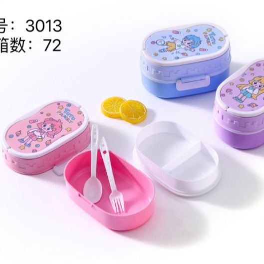 Crisper Cartoon Lunch Box Lunch Box Bento Box with Lid and Tableware Compartment Kids Lunch Box