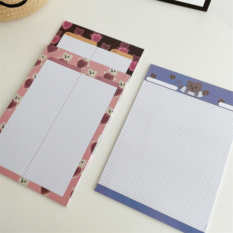 韩国maz**zy卡通小熊格纹备忘录待办事项记事本b5便签本留言本3款