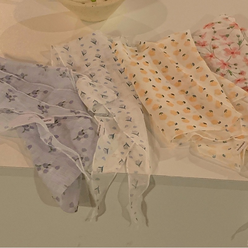 Korean Style New Floral Hair Band Braided Hair Scarf Women's Sun Protection Small Square Towel Headscarf Beach Sun-Proof Bow Hair Band