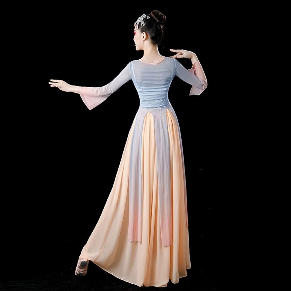 古典舞演出服女飘逸身韵纱衣练功服套装中国风大摆裙现代舞蹈服装