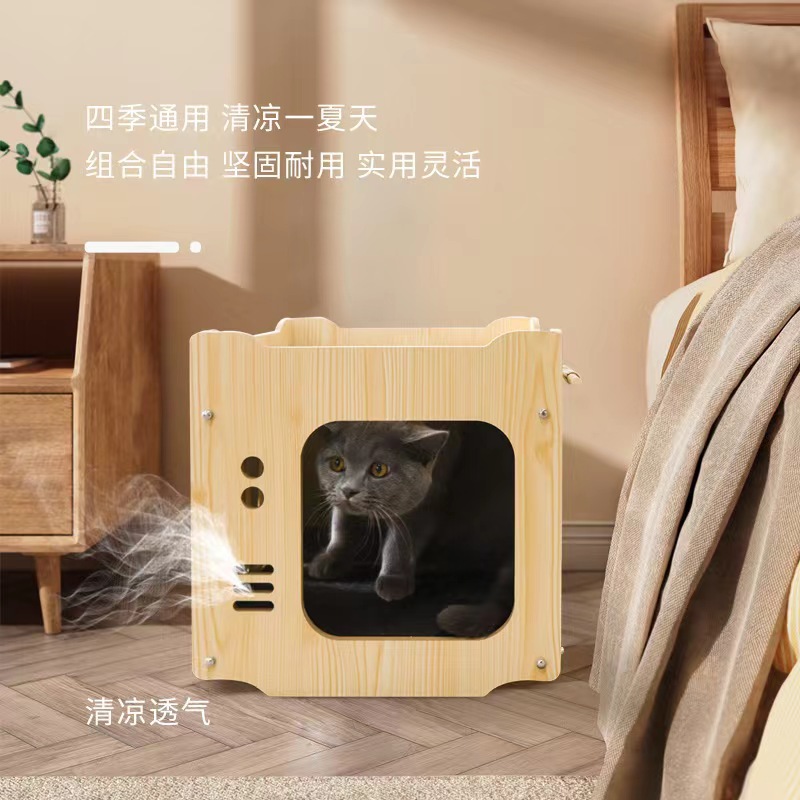 Production of Wooden Cat Nest Multi-Layer Combined Splicing Cat House Four Seasons Small Dog Nest Cat House Pet Cage