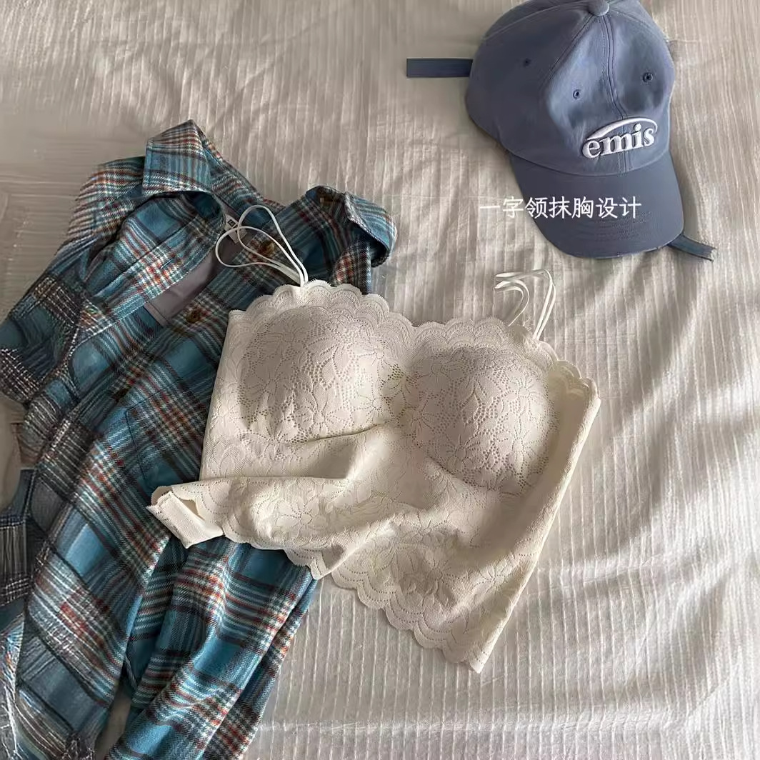 无缝美背抹胸吊带背心女一体固定胸垫内穿外搭吊带裹胸打底背心女