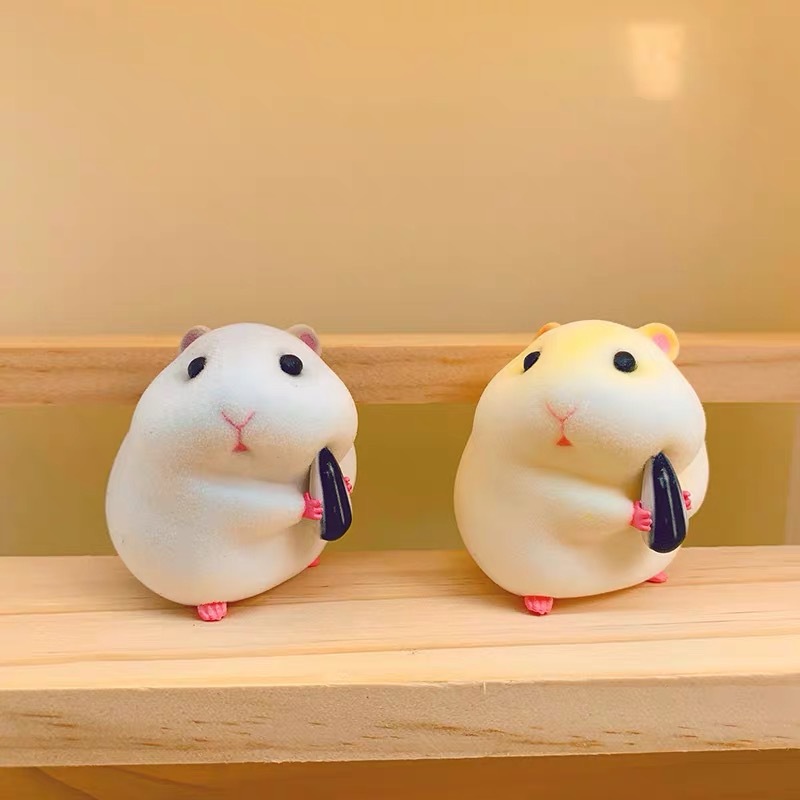 Foodie Hamster Car Decoration Window Car Accessories Cute Rat Doll Flocking Blind Box Hand-Made Girls' Gifts