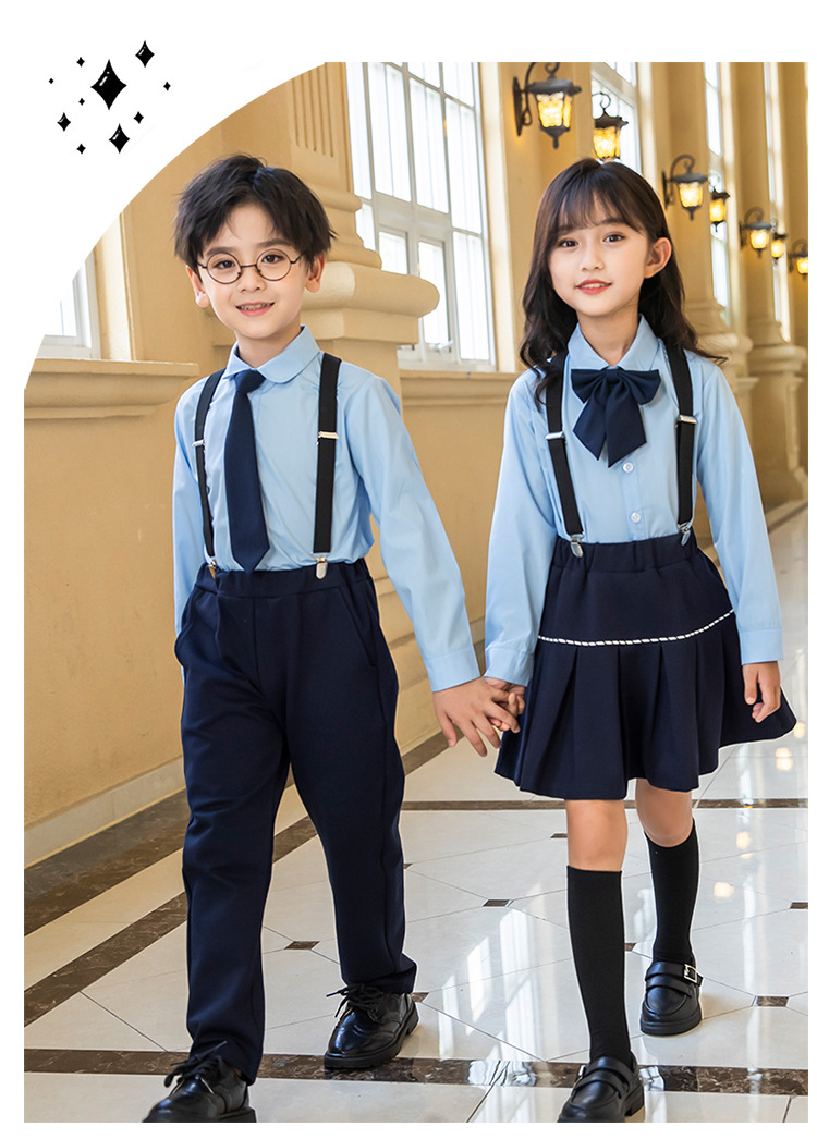 儿童合唱演出服男女花童六一朗诵中小学生表演服装毕业照背带套装