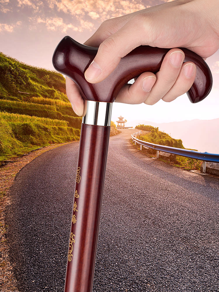 老人拐杖木头手杖防滑老年人拄手棍轻便木舒适实木质扶手拐棍捌杖