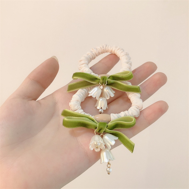 Lily Hair Band Super Fairy Mori Style Fresh Cute Flowers Hair Rope Temperament Hair Tie All-Match Elastic Rubber Headband Head Rope