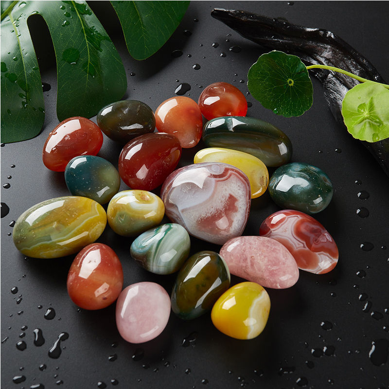 鱼缸石头原石雨花石鹅卵石小石头多肉花盆栽铺面五彩色水仙花石子