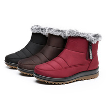 22冬季全牛筋底妈妈棉靴防滑防水布短靴加绒加厚保暖靴子一件代发