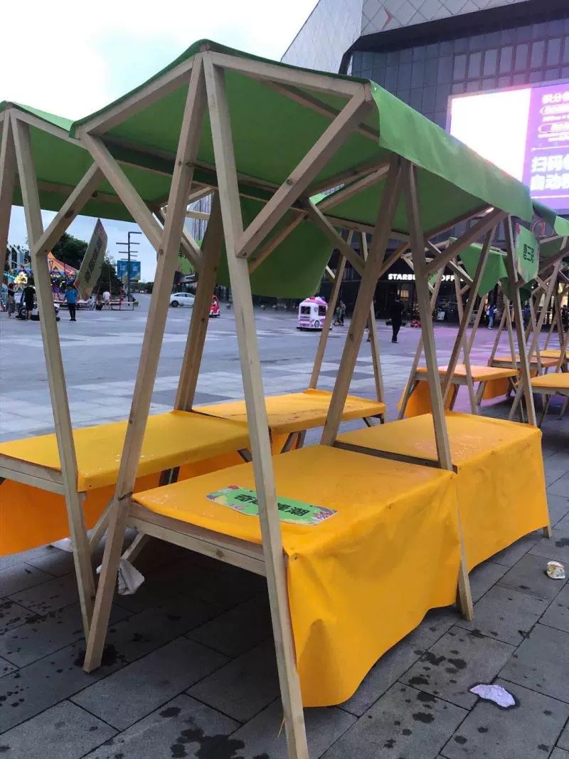 集市摊位 防腐木夜市摆摊移动摊位可折叠 布艺美食摊位活动展示架