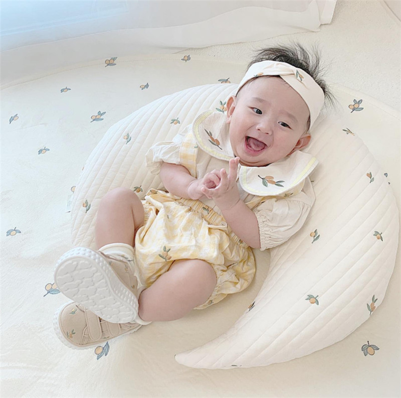 INS Newborn Baby Nursing Pillow Baby Embroidered Cushion Pure Cotton Moon Cushion Children Bed Pillows Removable and Washable