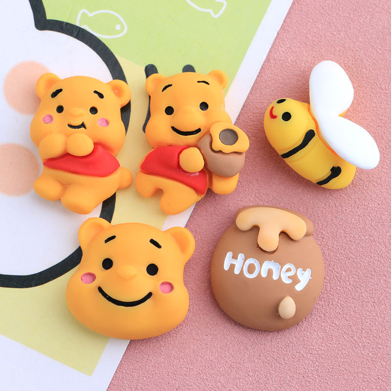 Cartoon Pooh Bear DIY Homemade by Hand Cream Glue Resin Accessories Wholesale Phone Case Barrettes Headband Material Package