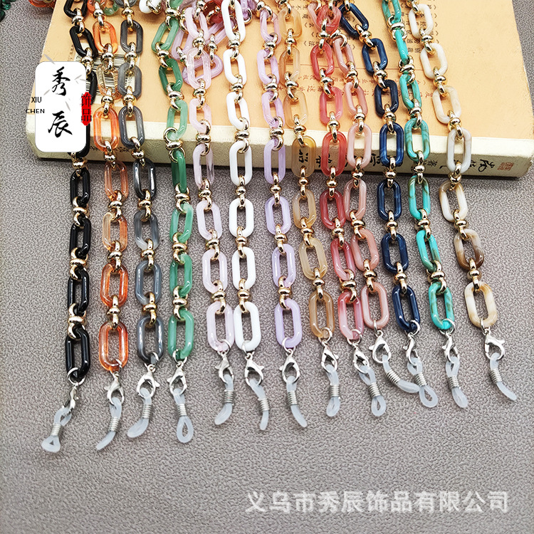 Fresh Color Acrylic Eyeglasses Chain Fashion Accessories Chain Drop-Proof Mask Chain 11mm Wide