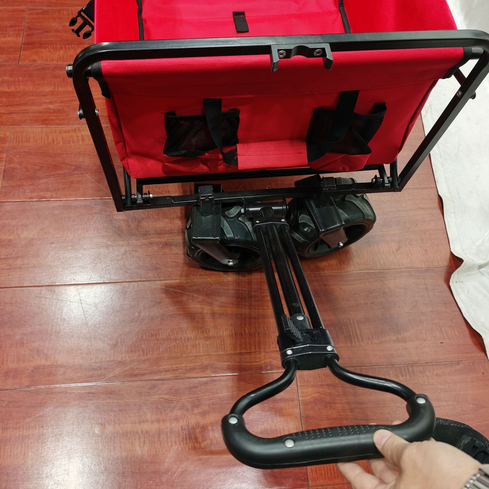 四轮折叠钓鱼工具车花园野营手拉布兜车休闲户外搬运车