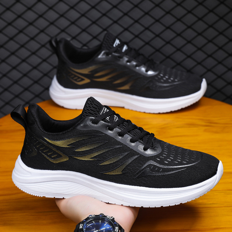 new men‘s shoes 2023 autumn fashion casual flying woven soft bottom cold sticky super light trendy student running sports shoes
