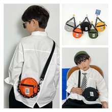 韩版儿童时尚小包包尼龙轻便手提小圆包单肩斜挎链条零钱包迷你包