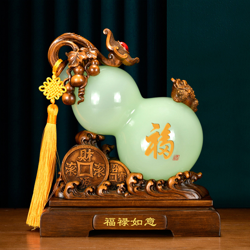 福禄如意玉葫芦家居饰品摆件客厅酒柜装饰琉璃工艺品玄关摆设批发