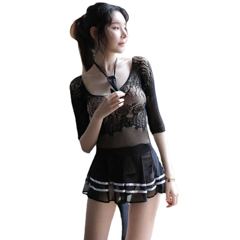 New Sexy Lingerie Sexy Lingerie One-Piece Passion Policewoman Sexy Fishnet Clothes See-through Stewardess One-Piece Skirt Outfit