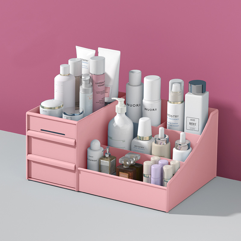 European New Drawer Cosmetic Case Dorm Organization Plastic Storage Rack Cosmetics Skin Care Dresser Table Storage Box