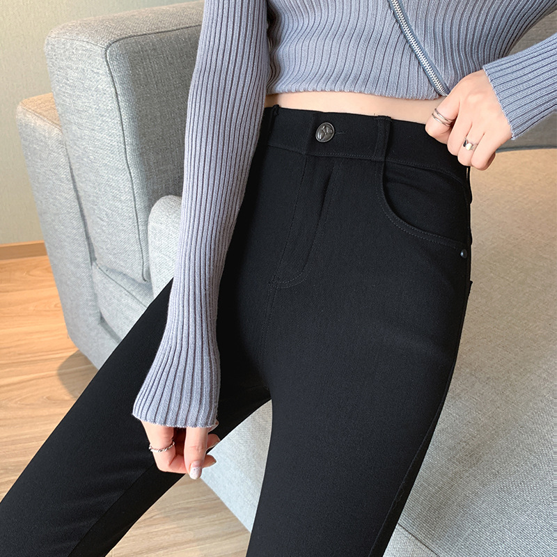 leggings women‘s outer wear black skinny pants high waist tight stretch slimming small black trousers pencil cropped magic pants summer