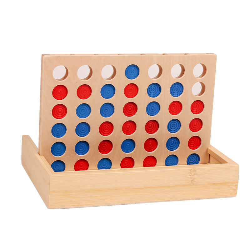 楠竹盒装四连棋四子桌面游戏棋儿童益智力木质早教益智力玩具批发