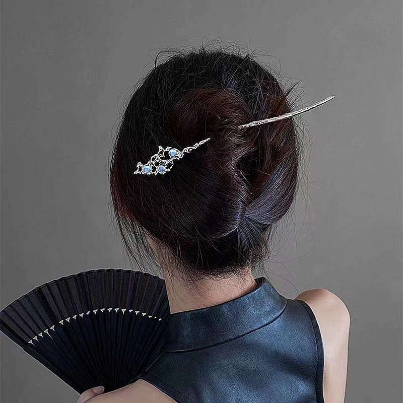 New Chinese Style Simple Modern Metal Hairpin Cold Style High Sense Female Updo Pin Ancient Style Cheongsam Hair Clasp Hair Accessories