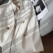 气质白色西装外套女2022春秋新款韩版英伦风高级质感小西服上衣