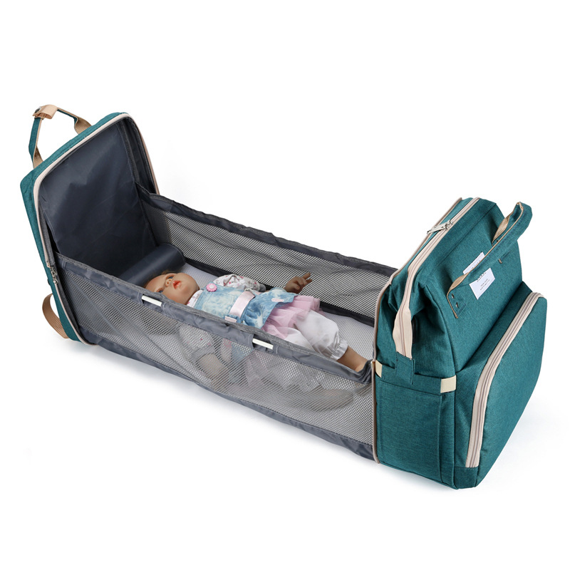 2022 New Folding Crib Go out Portable Mummy Bag Large-Capacity Hospital Bag Trailer Baby Diaper Bag