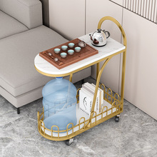 岩板移动餐车网红铁艺置物架沙发边几北欧多功能轻奢茶几桌