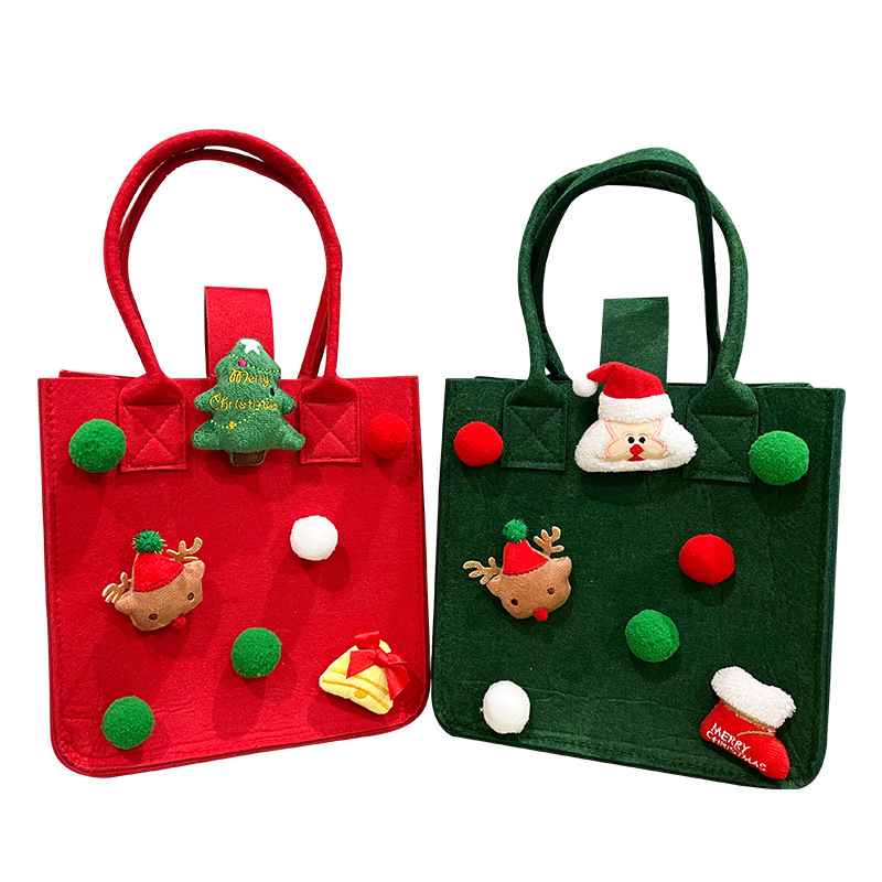 Cute Christmas Felt Bag Hand Gift Handbag Cartoon Felt Handbag Wedding Banquet Gift Bag Logo