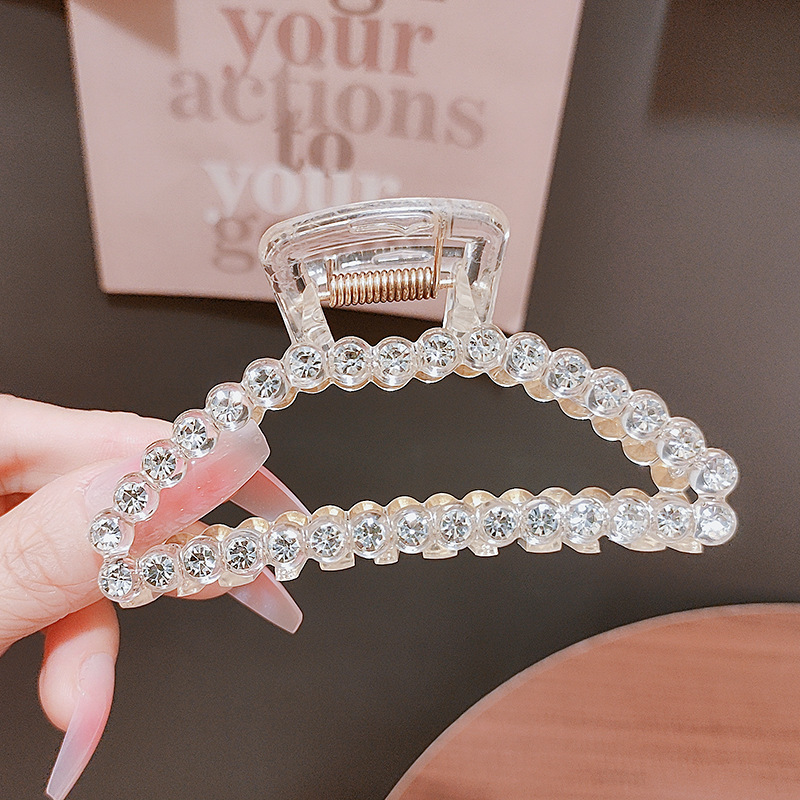 Korean Large Pearl Hairpin Hair Claw Hair Clip Ins Internet Celebrity Grip Female Summer Hair Accessories Shark Clip