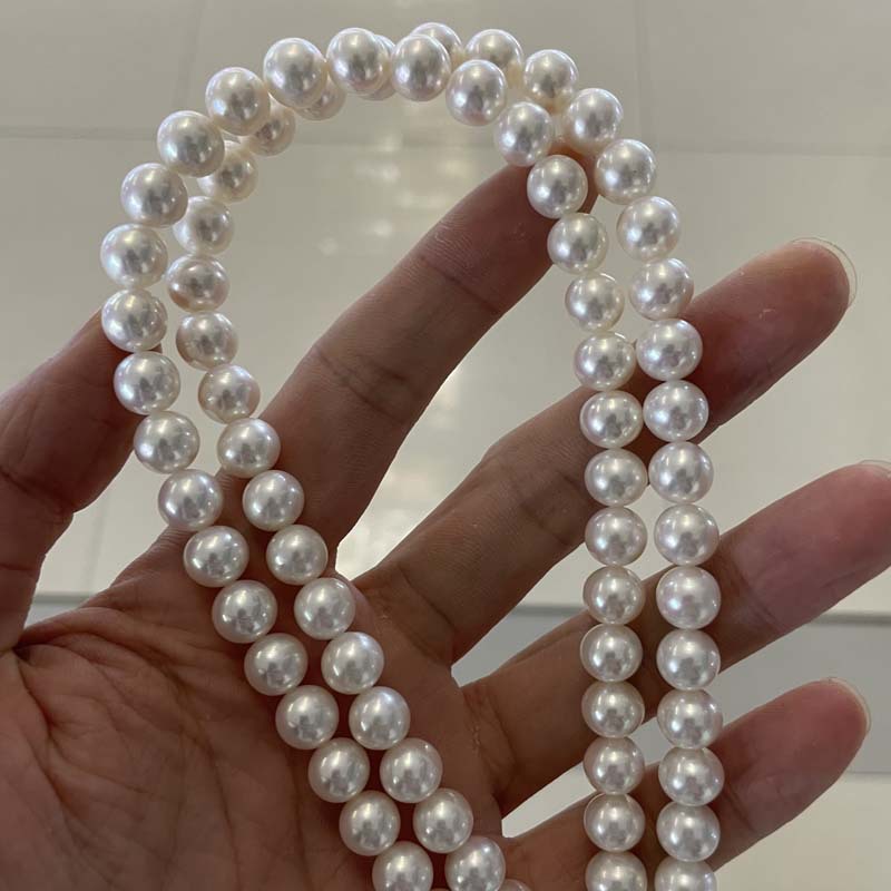 9-10mm淡水无核精品项链正圆基本无暇媲美海水珍珠串珠链-阿里巴巴