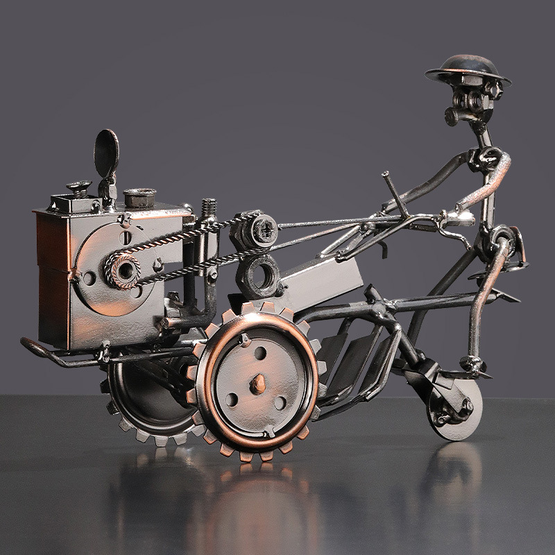 复古铁艺拖拉机金属模型摆设创意书桌家庭家居装饰工艺品书架摆件