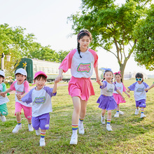 幼儿园啦啦队六一儿童演出服小学生校运动会班服插肩短袖表演服装